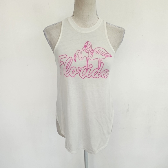 Florida White Hot Pink Flamingo Tank Top - Picture 6 of 8
